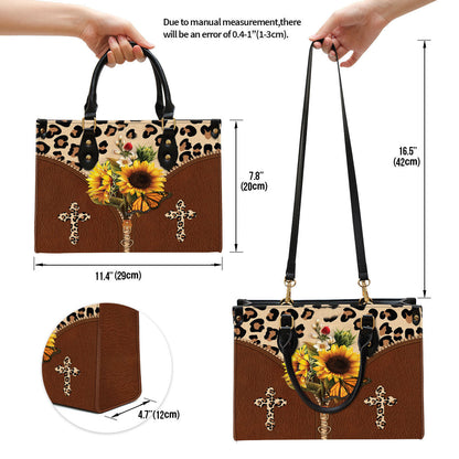 Sunflower Cross Leather Handbag 1, Religious Gifts For Women, Women Pu Leather Bag