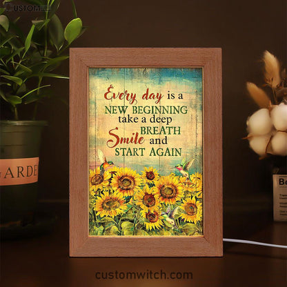 Sunflower Every Day Is A New Beginning Frame Lamp Art - Christian Art - Bible Verse Art - Religious Home Decor