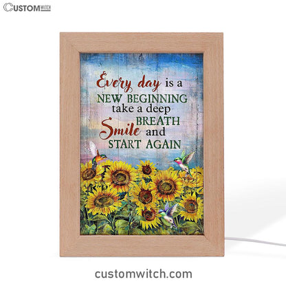 Sunflower Every Day Is A New Beginning Frame Lamp Art - Christian Art - Bible Verse Art - Religious Home Decor