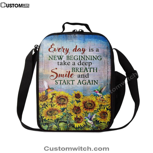 Sunflower Every Day Is A New Beginning Lunch Bag For Men And Women, Spiritual Christian Lunch Box For School, Work