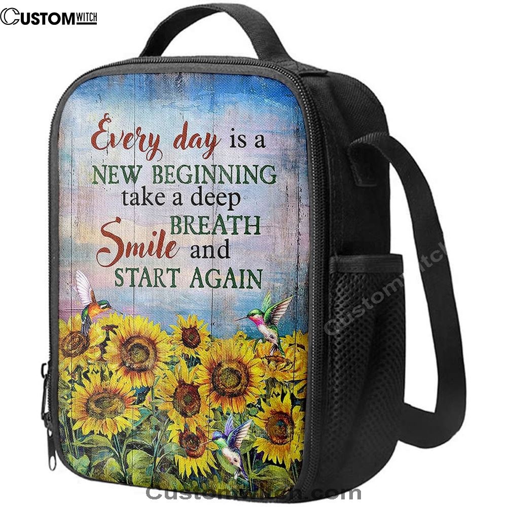 Sunflower Every Day Is A New Beginning Lunch Bag For Men And Women, Spiritual Christian Lunch Box For School, Work