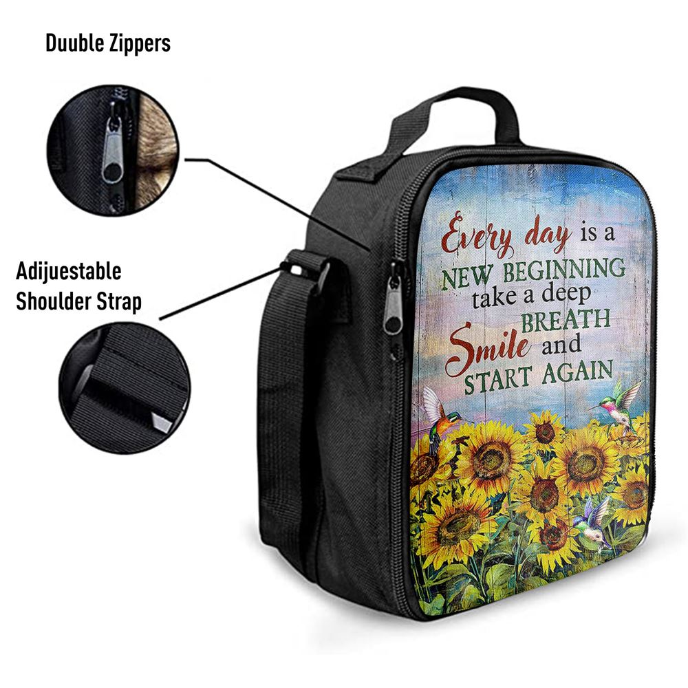 Sunflower Every Day Is A New Beginning Lunch Bag For Men And Women, Spiritual Christian Lunch Box For School, Work