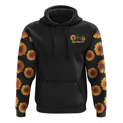 Sunflower Faith Cross Light Wings All Over Print 3D Hoodie, Christian Hoodie, Christian Sweatshirt, Bible Verse Shirt