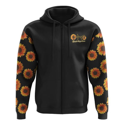 Sunflower Faith Cross Light Wings All Over Print 3D Hoodie, Christian Hoodie, Christian Sweatshirt, Bible Verse Shirt