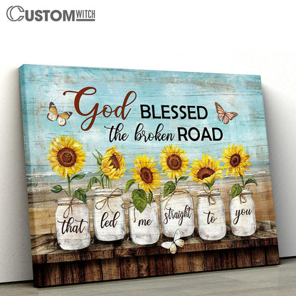 Sunflower God Blessed The Road That Led Me To You Canvas Art - Bible Verse Wall Art - Wall Decor Christian