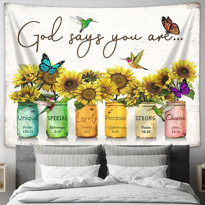 Sunflower God Says You Are Tapestry Wall Art Decor