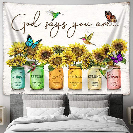 Sunflower God Says You Are Tapestry Wall Art Decor