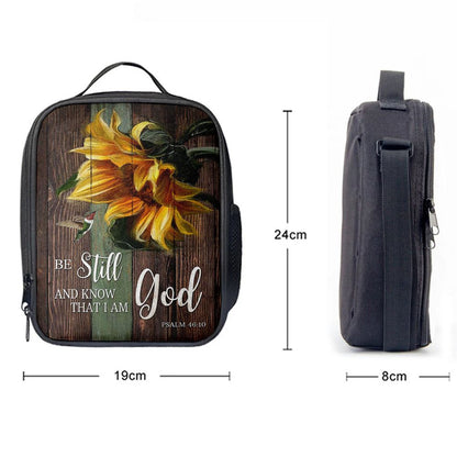 Sunflower Hummingbird Be Still And Know That I Am God Lunch Bag For Men And Women, Spiritual Christian Lunch Box For School, Work