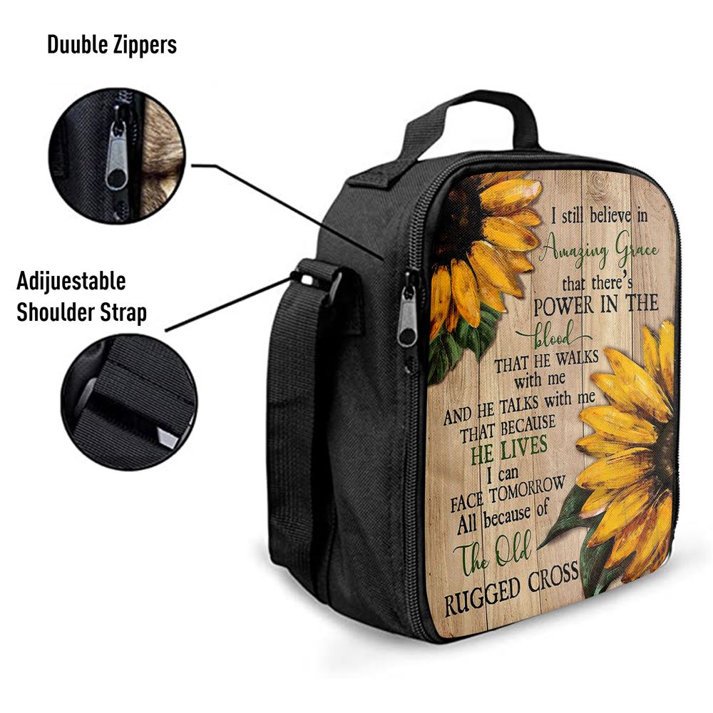 Sunflower I Still Believe In Amazing Grace Lunch Bag For Men And Women, Spiritual Christian Lunch Box For School, Work