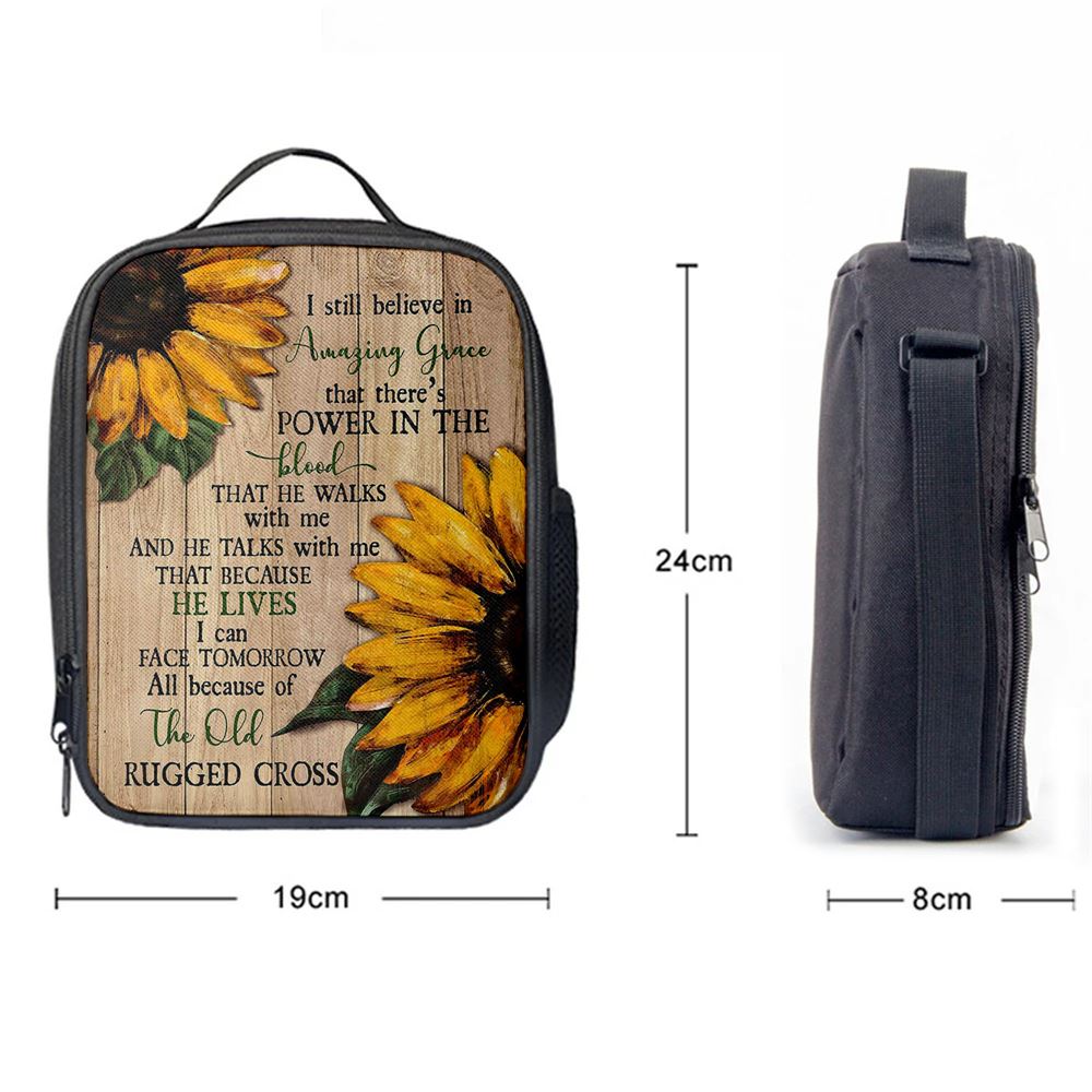 Sunflower I Still Believe In Amazing Grace Lunch Bag For Men And Women, Spiritual Christian Lunch Box For School, Work
