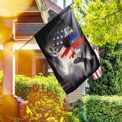 Sunflower Jesus We Love Jesus And America Too House Flag, Outdoor Religious Flags, Christian Flag, Scripture Flag, Garden Banner