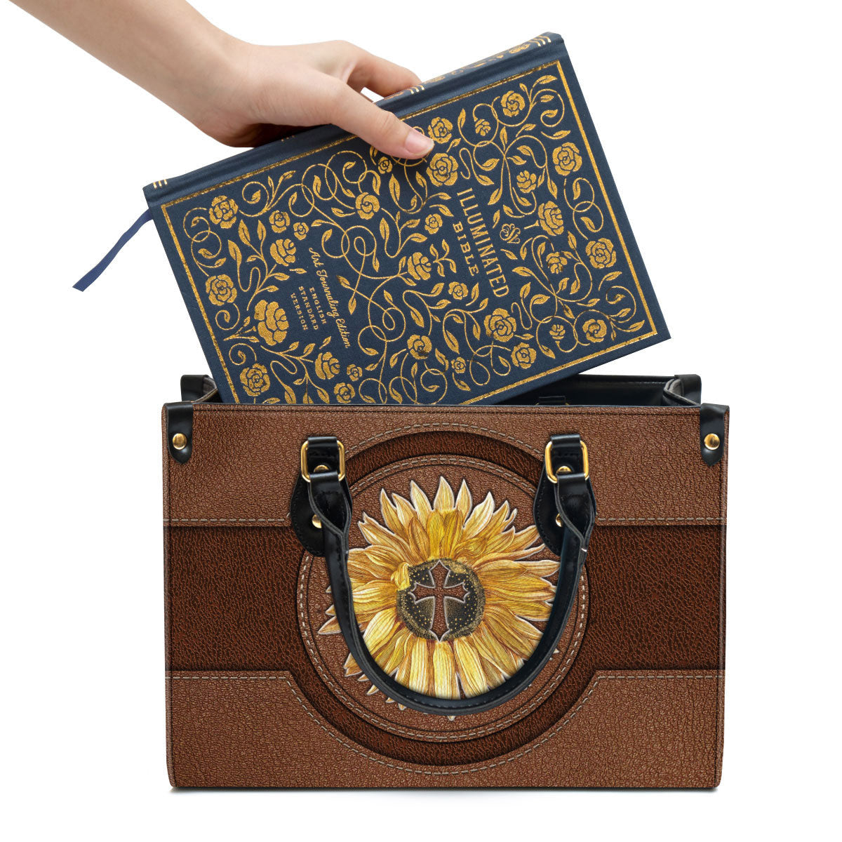 Sunflower Leather Handbag, Religious Gifts For Women, Women Pu Leather Bag