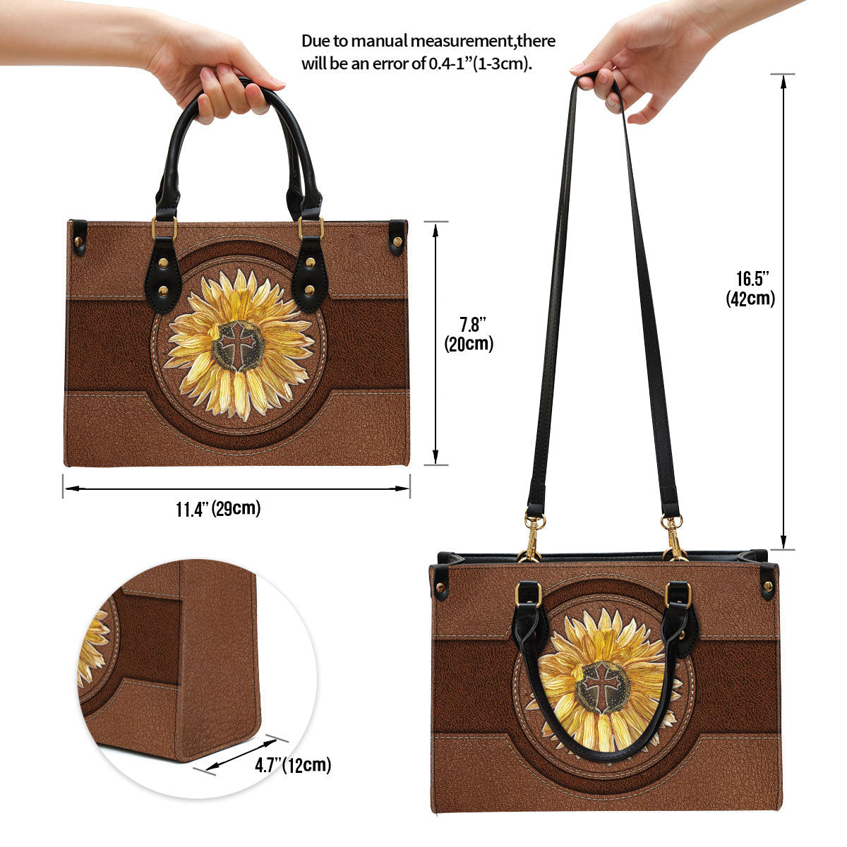 Sunflower Leather Handbag, Religious Gifts For Women, Women Pu Leather Bag