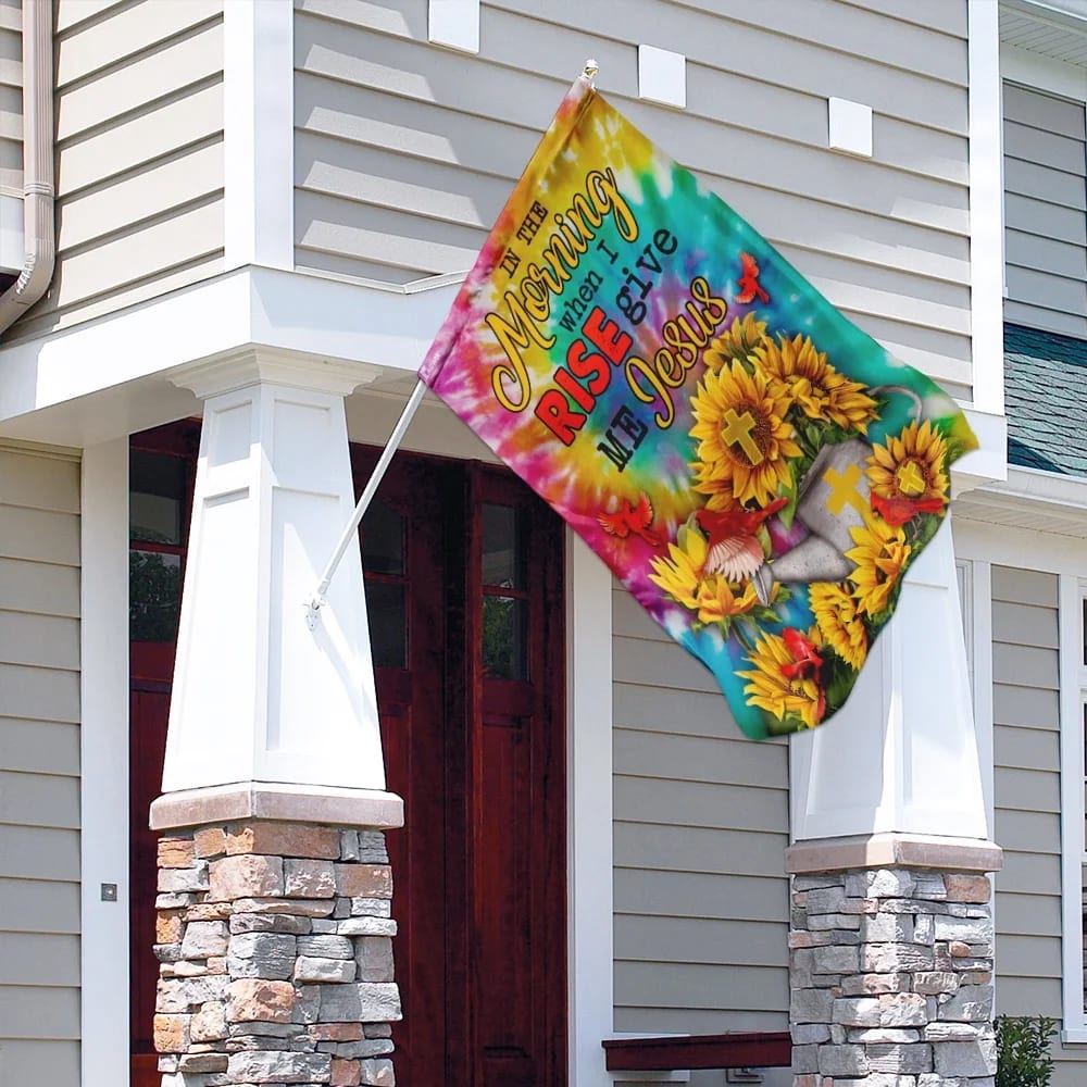 Sunflowers And Jesus In the Morning When I Rise Give Me Jesus House Flag, Outdoor Religious Flags, Christian Flag, Scripture Flag, Garden Banner