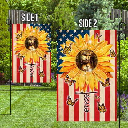 Sunflowers And Jesus Jesus Faith American House Flag, Outdoor Religious Flags, Christian Flag, Scripture Flag, Garden Banner