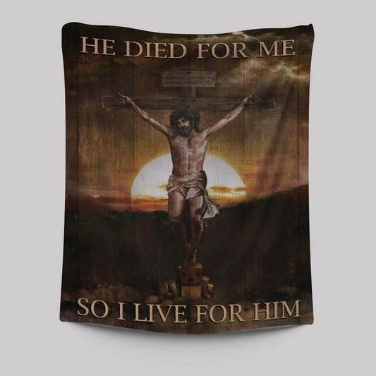 Sunset He Died For Me Jesus Tapestry
