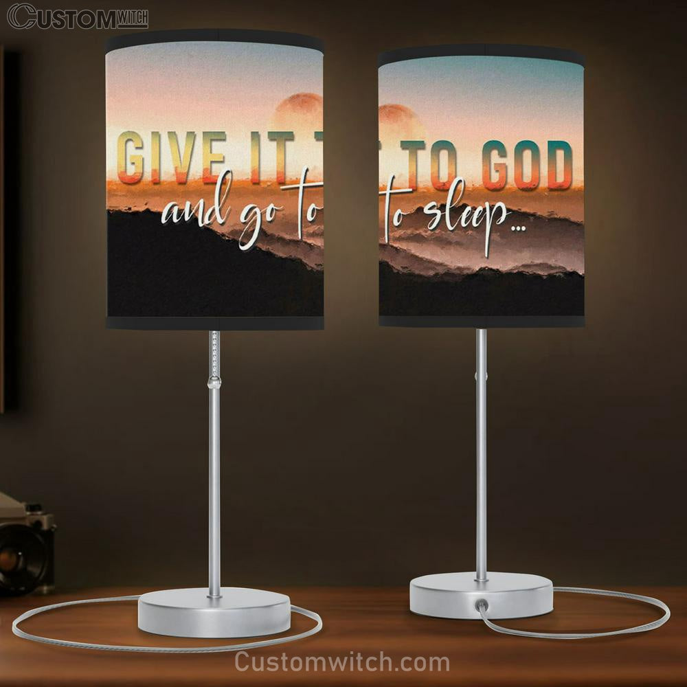 Sunset Painting Give It To God And Go To Sleep Table Lamb Gift - Christian Bedroom Decor