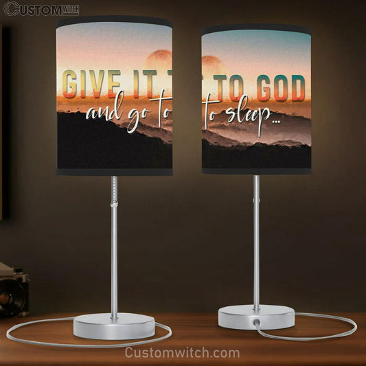 Sunset Painting Give It To God And Go To Sleep Table Lamb Gift - Christian Bedroom Decor