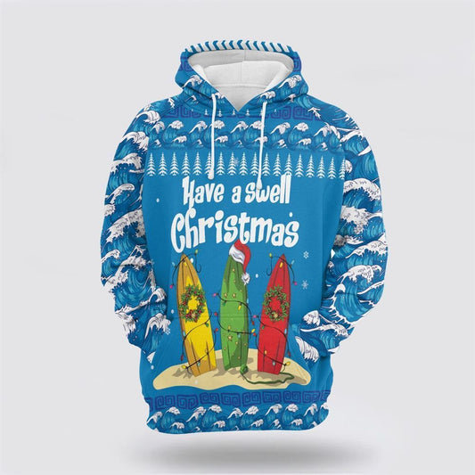 Surfer Swell Christmas All Over Print 3D Hoodie For Men & Women, Christmas Hoodie Cute, Christmas Gift, Christmas Fashion