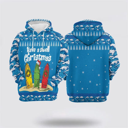 Surfer Swell Christmas All Over Print 3D Hoodie For Men & Women, Christmas Hoodie Cute, Christmas Gift, Christmas Fashion