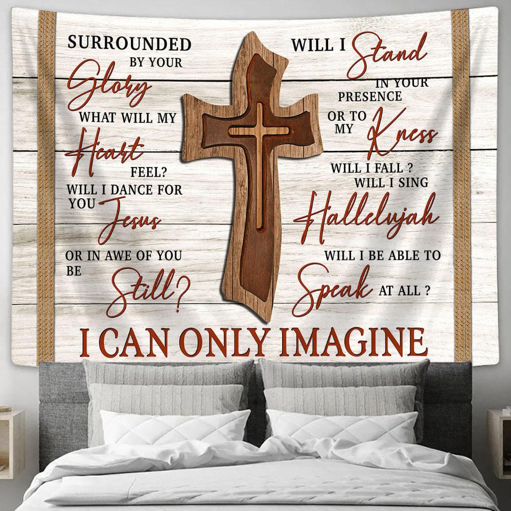 Surrounded By Your Glory - Wooden Cross Tapestry Prints - Bible Verse Wall Art - Christian Home Decor