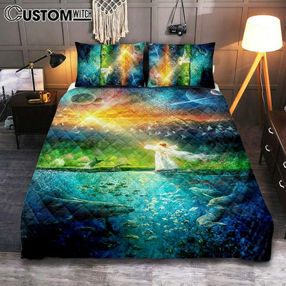 Symphony Of Praise Jesus Quilt Bedding Set Prints - Jesus Christ Quilt Bedding Set Art - Christian Cover Twin Bedding Decor