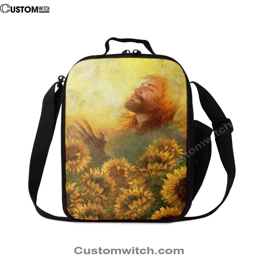 Take A Deep Breath Jesus And Beautiful Sunflower Lunch Bag For Men And Women, Spiritual Christian Lunch Box For School, Work