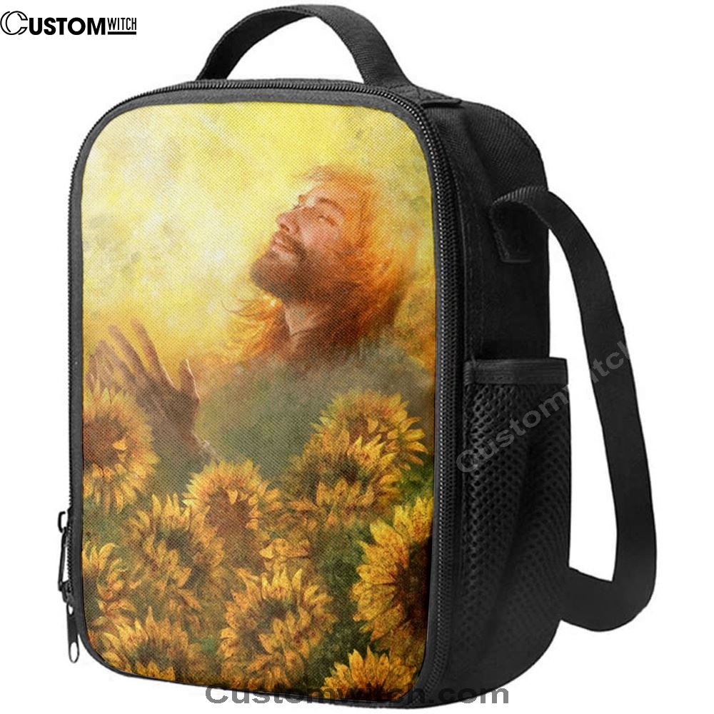 Take A Deep Breath Jesus And Beautiful Sunflower Lunch Bag For Men And Women, Spiritual Christian Lunch Box For School, Work