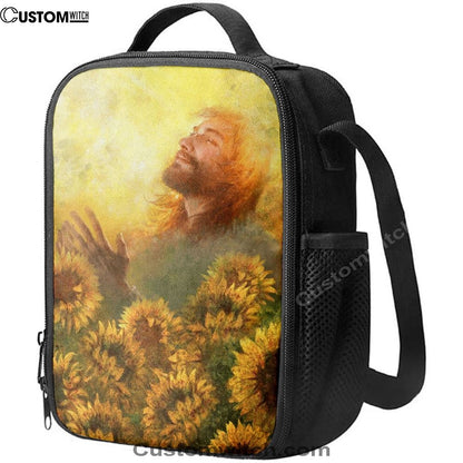 Take A Deep Breath Jesus And Beautiful Sunflower Lunch Bag For Men And Women, Spiritual Christian Lunch Box For School, Work