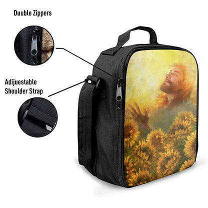 Take A Deep Breath Jesus And Beautiful Sunflower Lunch Bag For Men And Women, Spiritual Christian Lunch Box For School, Work