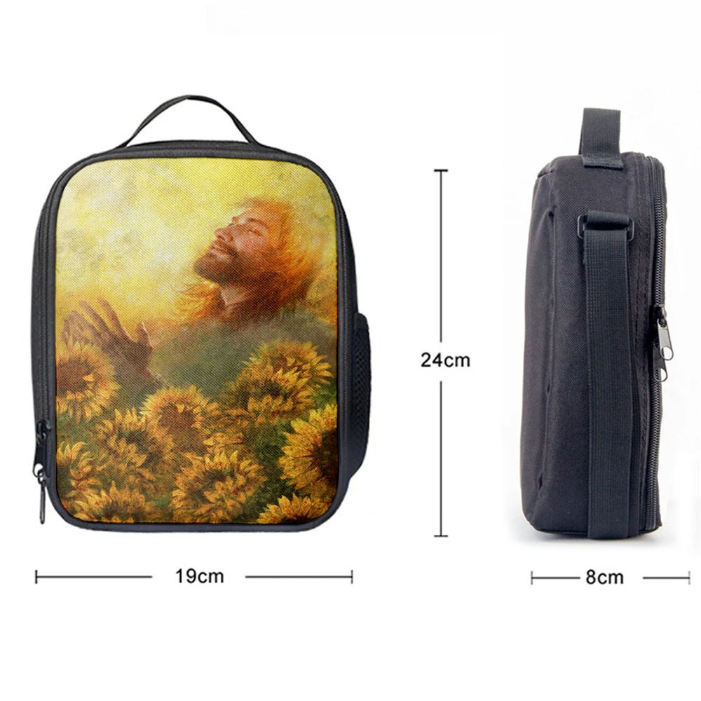 Take A Deep Breath Jesus And Beautiful Sunflower Lunch Bag For Men And Women, Spiritual Christian Lunch Box For School, Work