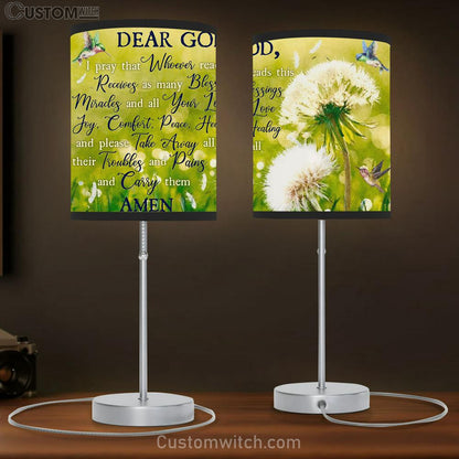 Take Away All Their Troubles And Pains And Carry Them Hummingbird Dandelion Large Table Lamb - Christian Table Lamb Prints - Religious Table Lamb Art