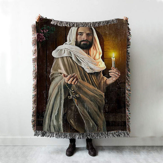 Take My Hand Jesus Christ The Redeemer Jesus Calls Woven Blanket Prints - Jesus Christ Woven Blanket Art - Christian Boho Blanket