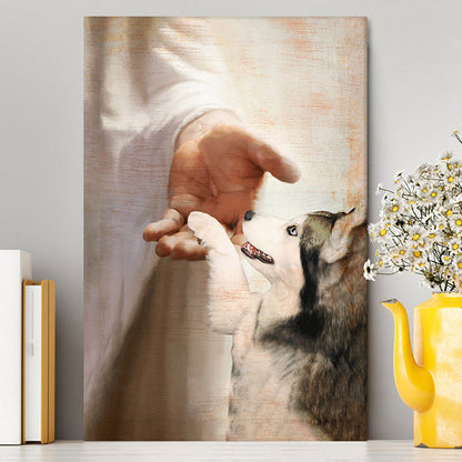 Take My Hand Jesus Siberian Husky Dog Canvas Print - Inspirational Canvas Art - Christian Wall Art Home Decor