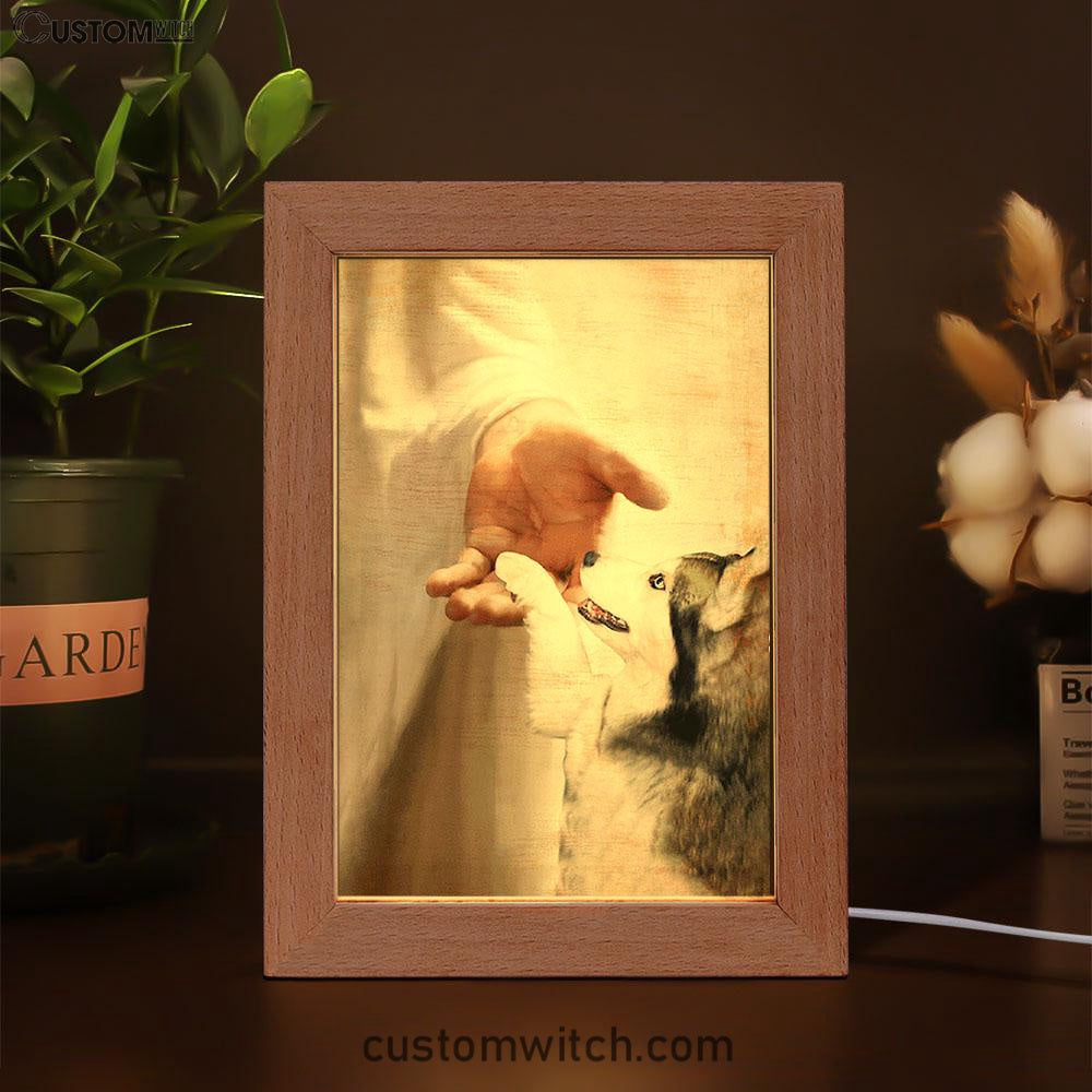 Take My Hand Jesus Siberian Husky Dog Frame Lamp Print - Inspirational Frame Lamp Art - Christian Art Home Decor