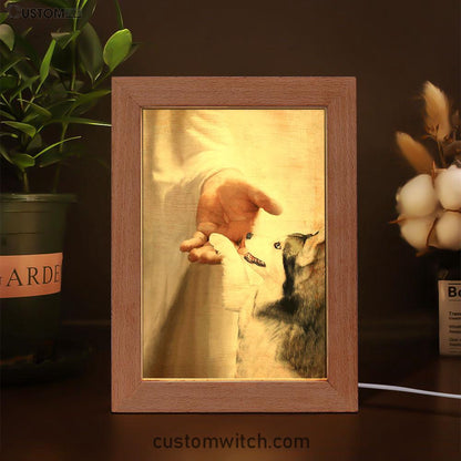 Take My Hand Jesus Siberian Husky Dog Frame Lamp Print - Inspirational Frame Lamp Art - Christian Art Home Decor