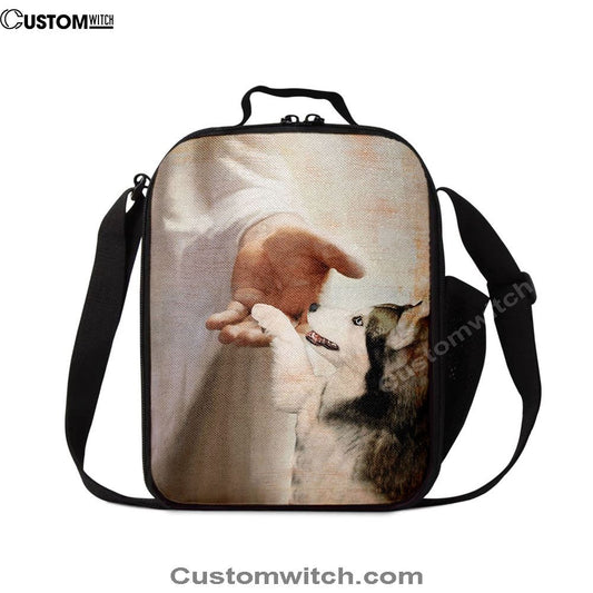 Take My Hand Jesus Siberian Husky Dog Lunch Bag For Men And Women, Spiritual Christian Lunch Box For School, Work