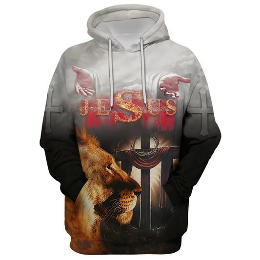 Take My Hand, Jesus The Cross Lion Of Judah Hoodie For Men & Women, God 3D Printed Hoodie, Christian Apparel Hoodies