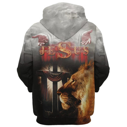 Take My Hand, Jesus The Cross Lion Of Judah Hoodie For Men & Women, God 3D Printed Hoodie, Christian Apparel Hoodies