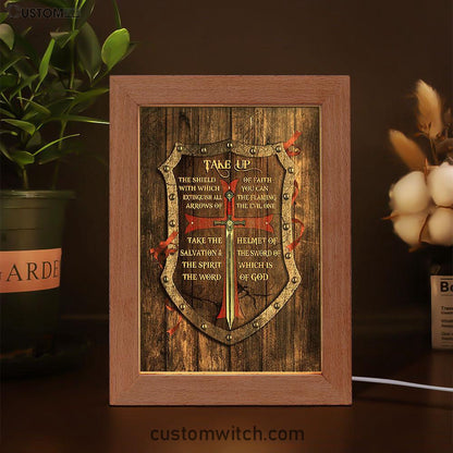 Take Up The Shield Of Faith Shield The Warrior Frame Lamp Print - Inspirational Frame Lamp Art - Christian Art Home Decor
