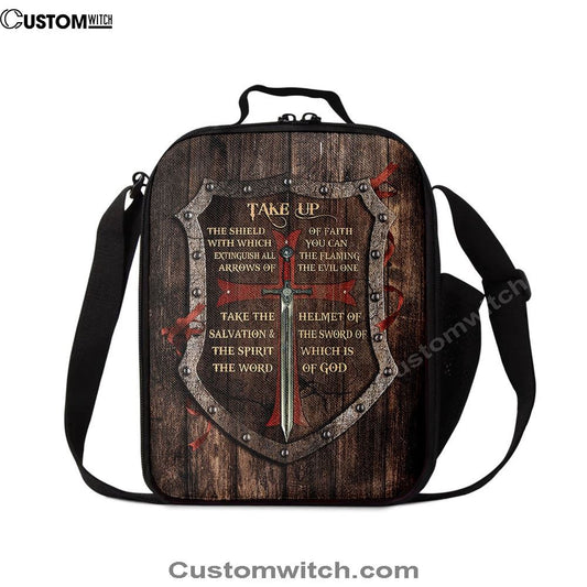 Take Up The Shield Of Faith Shield The Warrior Lunch Bag For Men And Women, Spiritual Christian Lunch Box For School, Work
