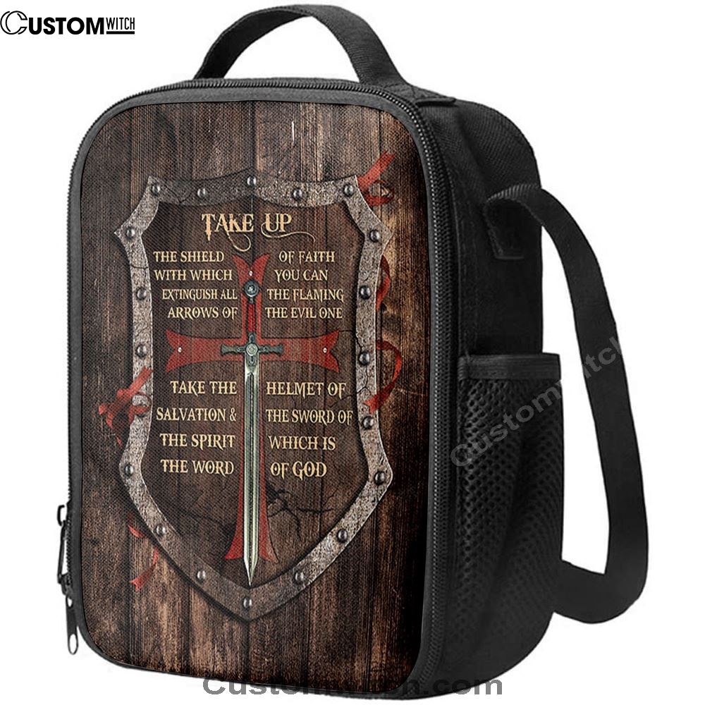Take Up The Shield Of Faith Shield The Warrior Lunch Bag For Men And Women, Spiritual Christian Lunch Box For School, Work