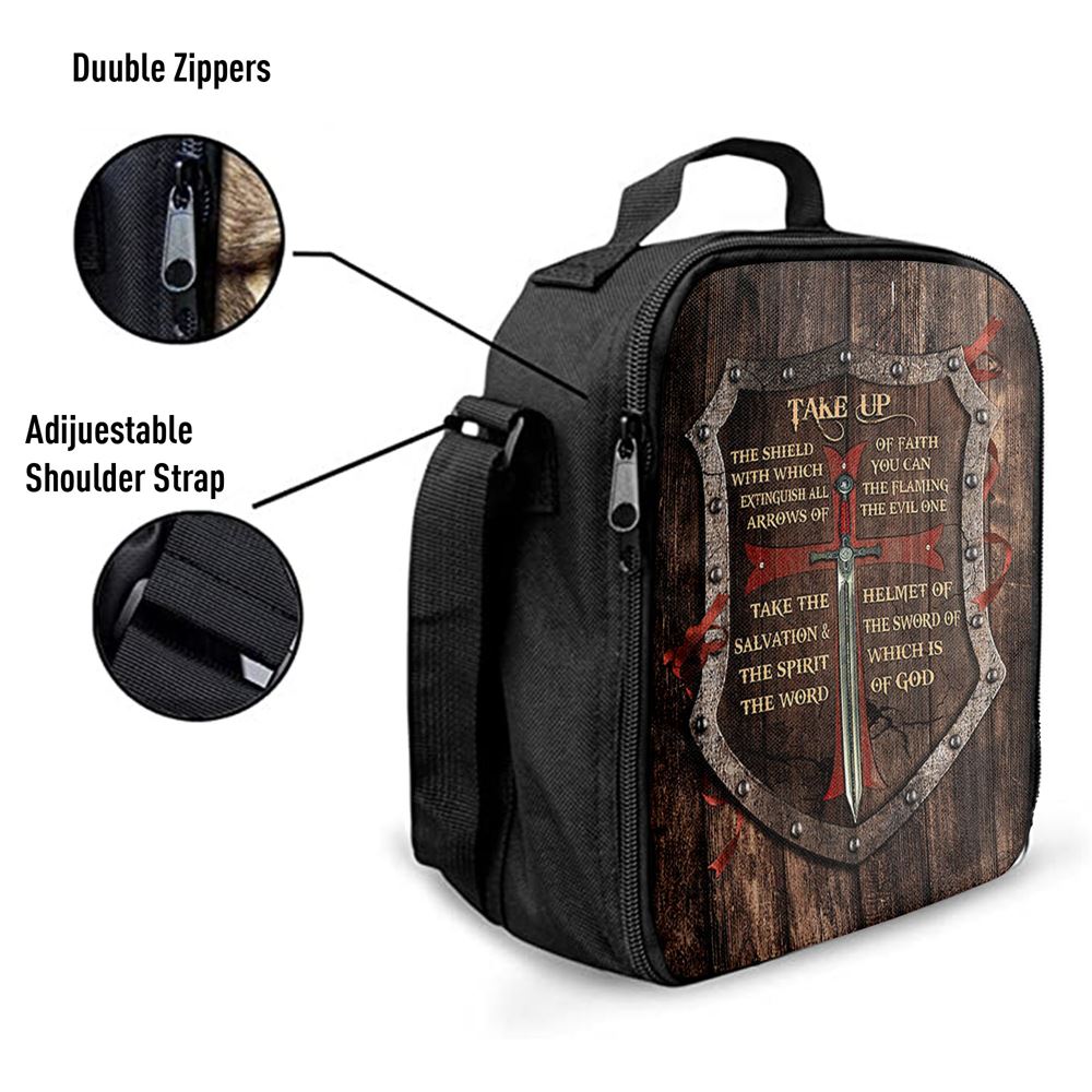 Take Up The Shield Of Faith Shield The Warrior Lunch Bag For Men And Women, Spiritual Christian Lunch Box For School, Work