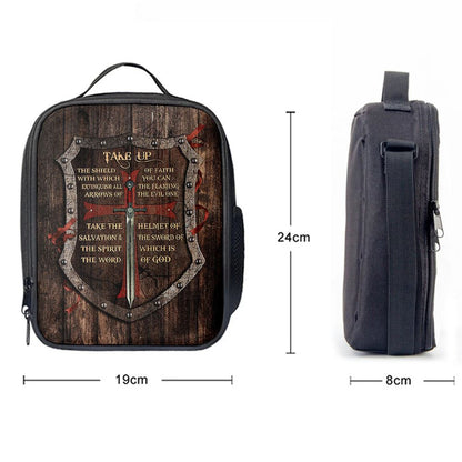 Take Up The Shield Of Faith Shield The Warrior Lunch Bag For Men And Women, Spiritual Christian Lunch Box For School, Work