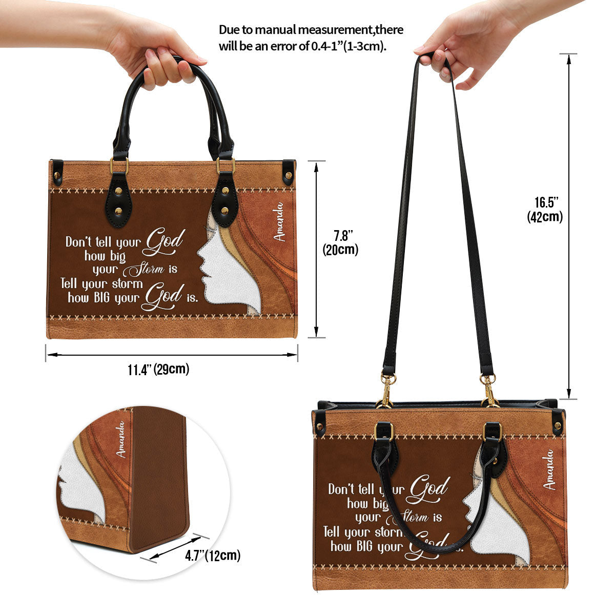 Tell Your Storm How Big Your God Is Beautiful Personalized Leather Bag For Women, Religious Gifts For Women