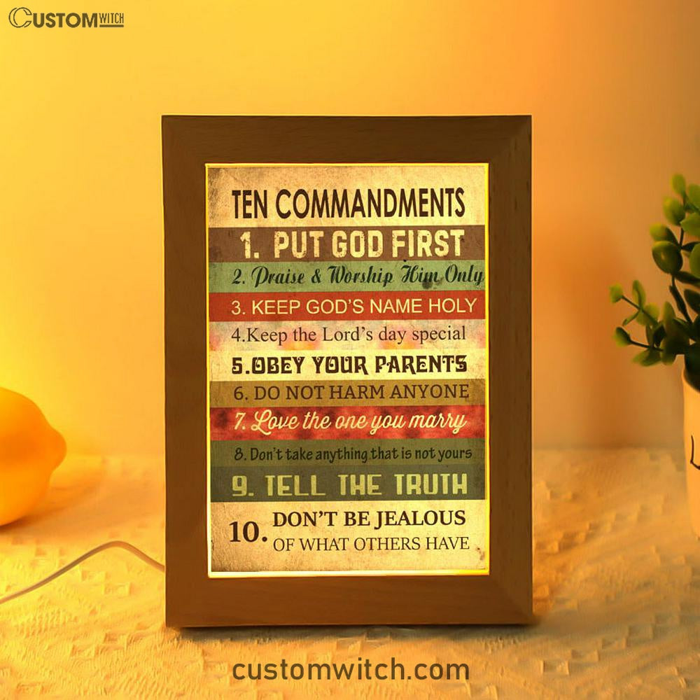 Ten Commandments - Christian Night Light - Bible Verse Decor - Scripture Art