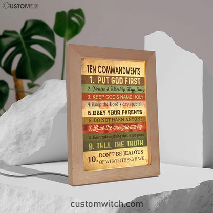 Ten Commandments - Christian Night Light - Bible Verse Decor - Scripture Art