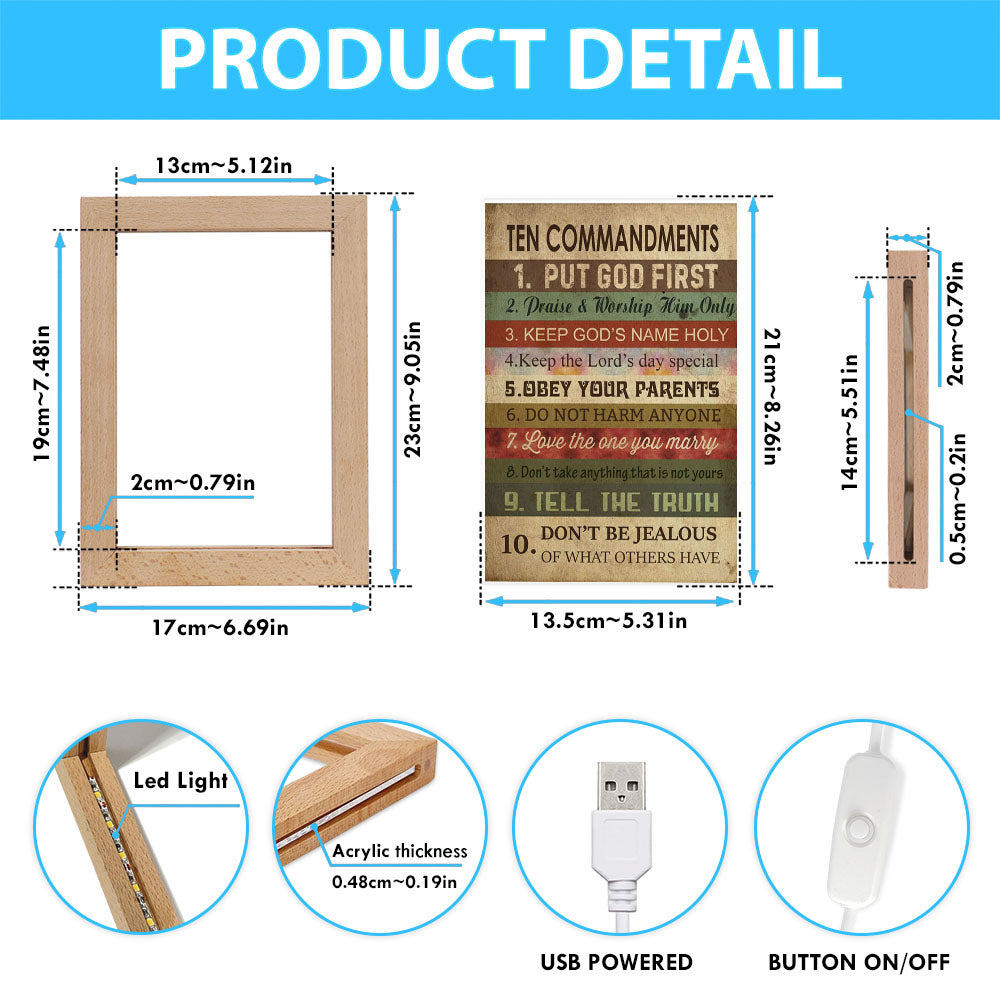 Ten Commandments - Christian Night Light - Bible Verse Decor - Scripture Art