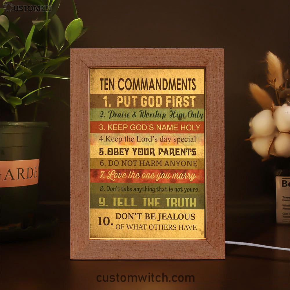 Ten Commandments - Christian Night Light - Bible Verse Decor - Scripture Art