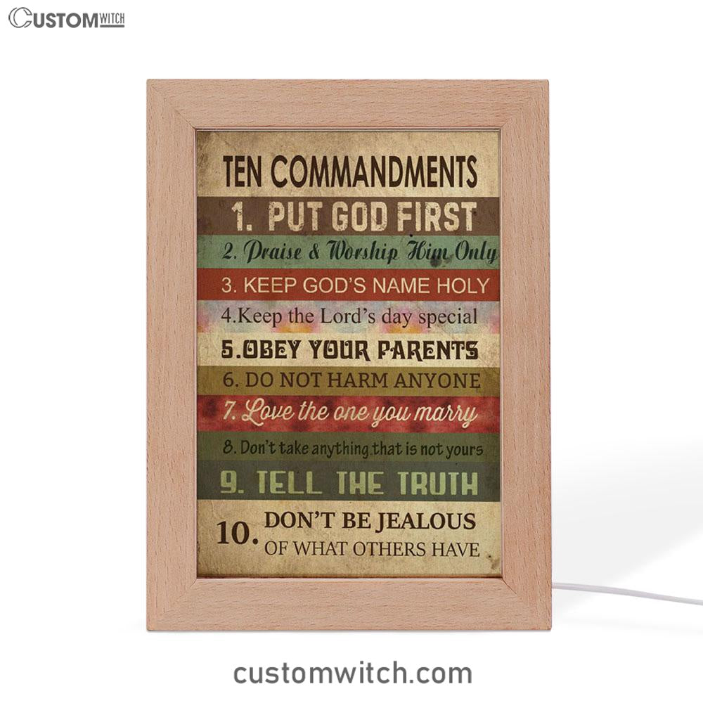 Ten Commandments - Christian Night Light - Bible Verse Decor - Scripture Art